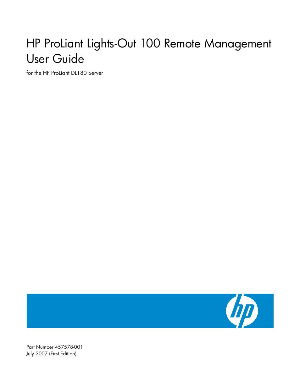 HP Lights-Out 100 Remote Management User Manual | 52 pages