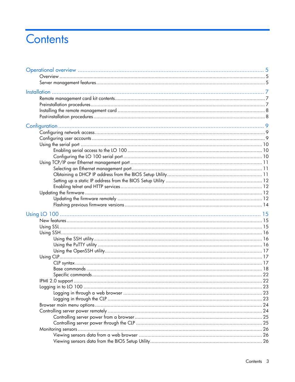 HP Lights-Out 100 Remote Management User Manual | Page 3 / 52