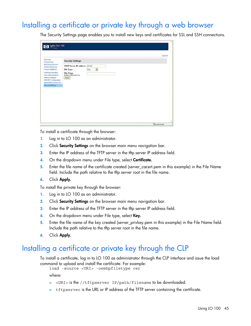 HP Lights-Out 100 Remote Management User Manual | Page 45 / 52