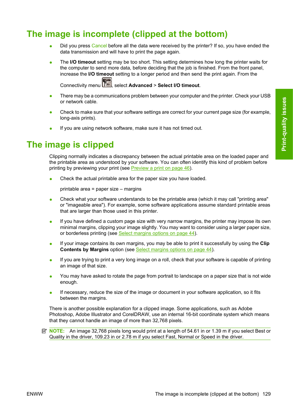 The image is incomplete (clipped at the bottom), The image is clipped | HP Designjet Z3200 PostScript Photo Printer series User Manual | Page 139 / 174