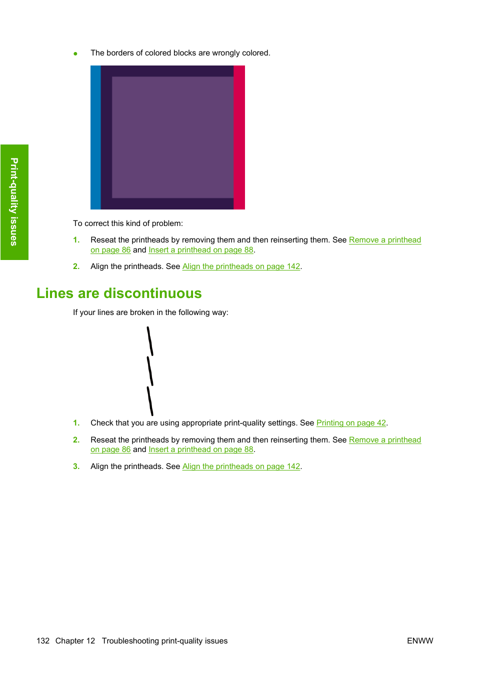 Lines are discontinuous | HP Designjet Z3200 PostScript Photo Printer series User Manual | Page 142 / 174