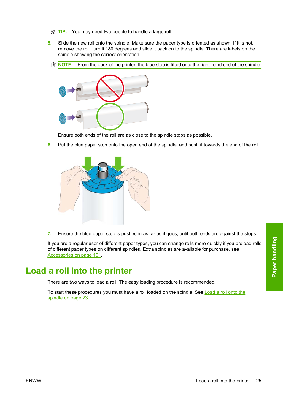 Load a roll into the printer | HP Designjet Z3200 PostScript Photo Printer series User Manual | Page 35 / 174