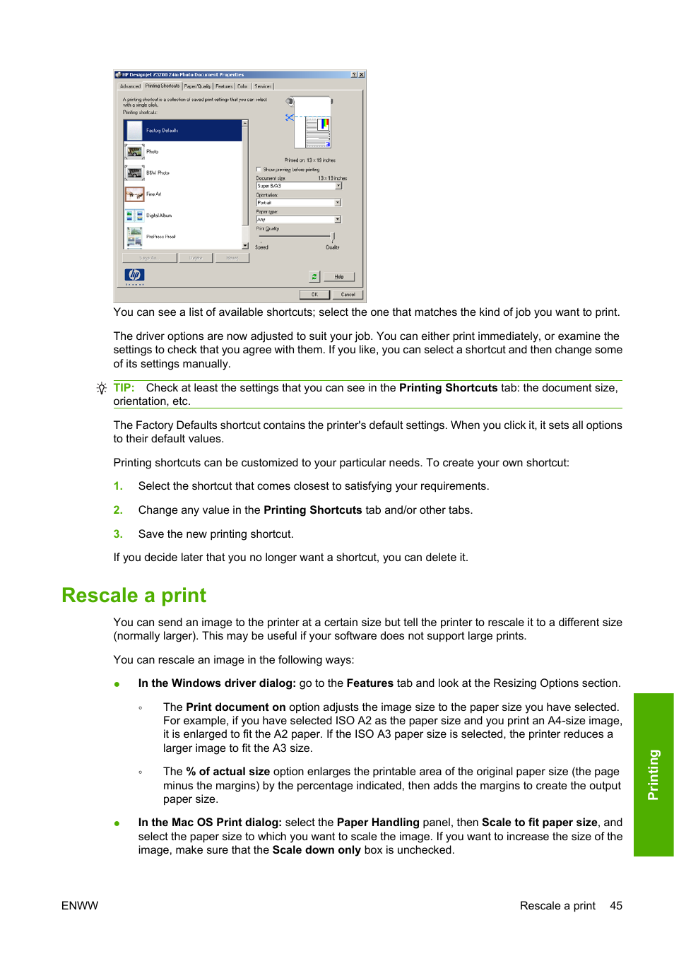 Rescale a print | HP Designjet Z3200 PostScript Photo Printer series User Manual | Page 55 / 174