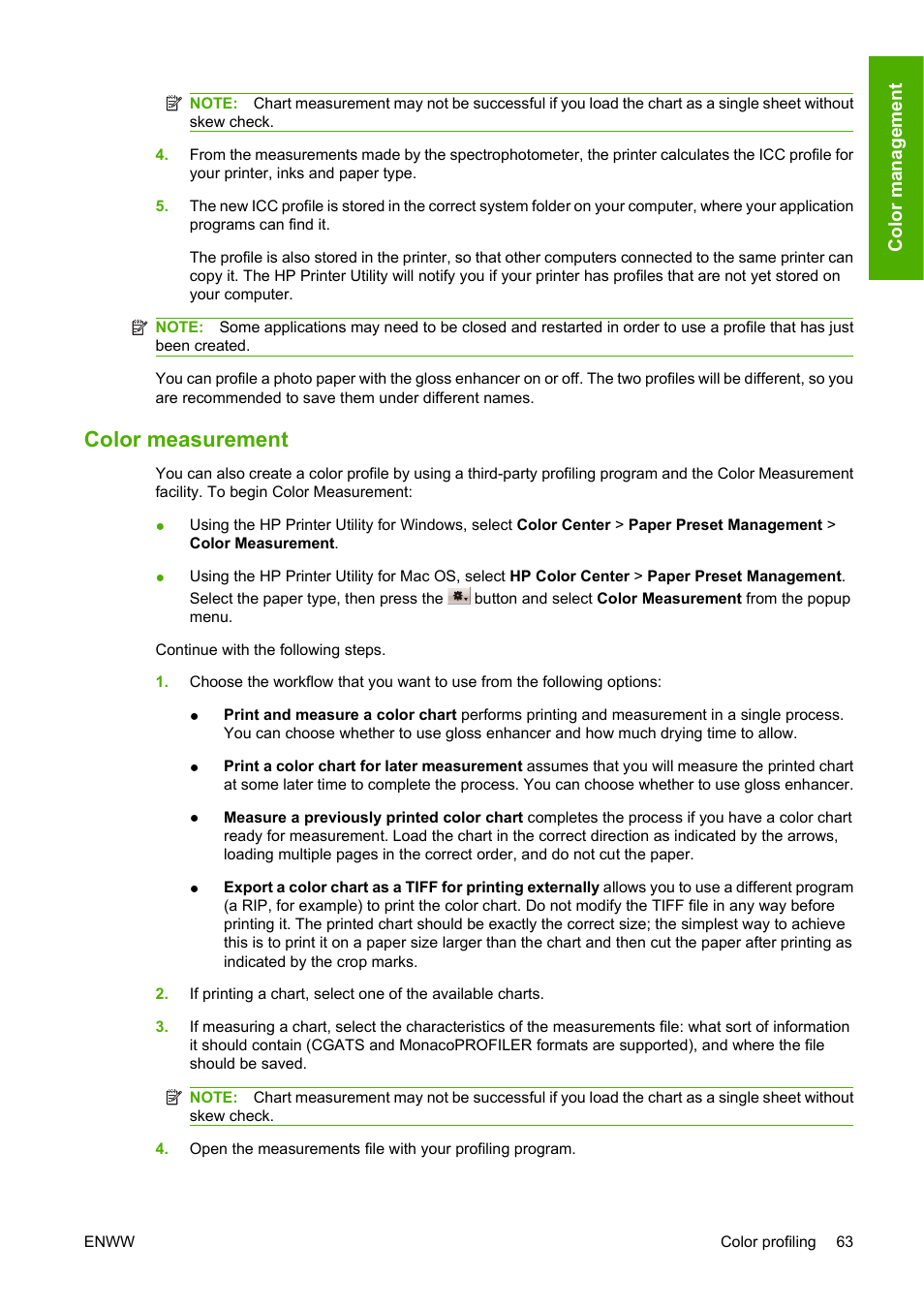 Color measurement | HP Designjet Z3200 PostScript Photo Printer series User Manual | Page 73 / 174
