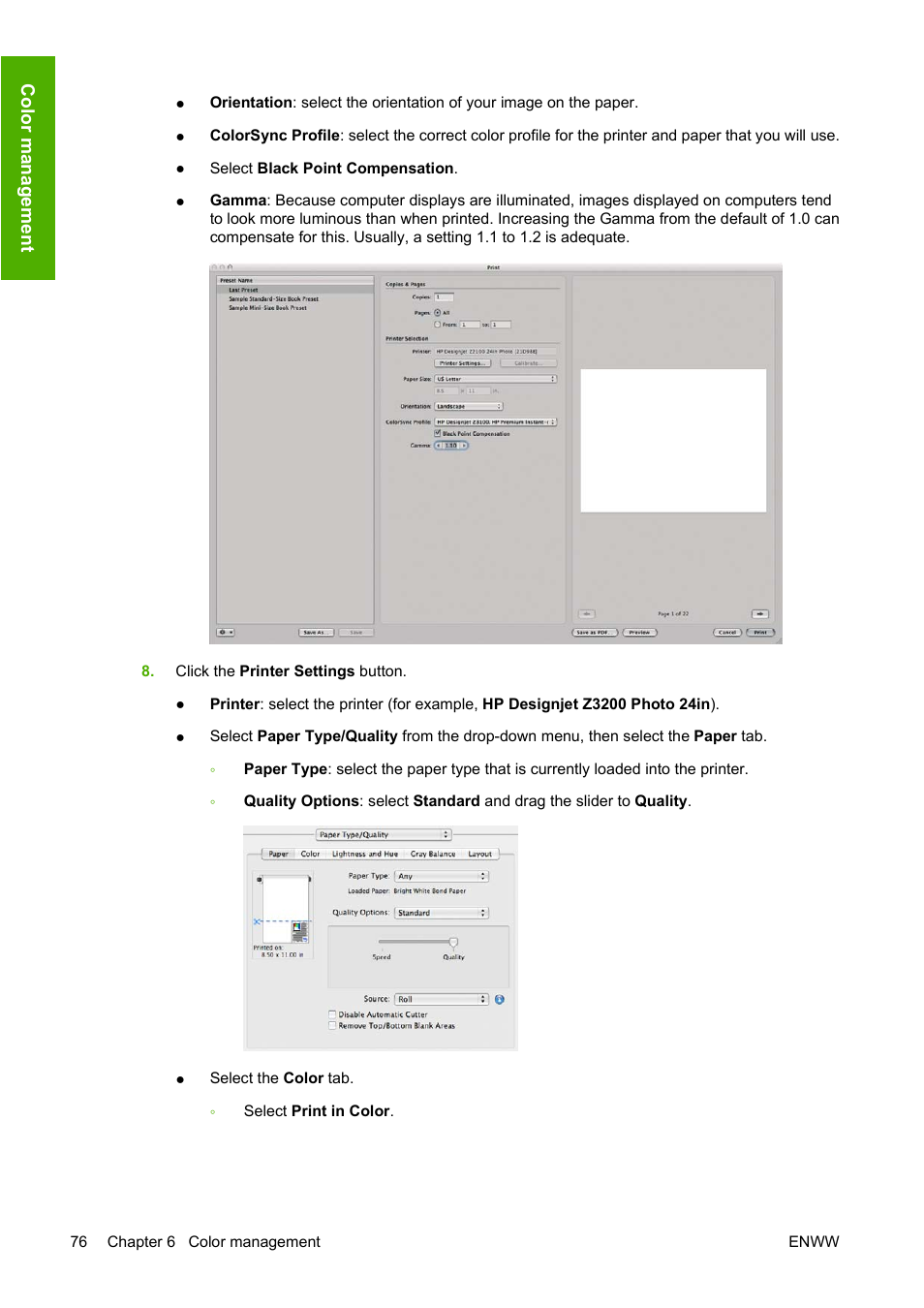 HP Designjet Z3200 PostScript Photo Printer series User Manual | Page 86 / 174