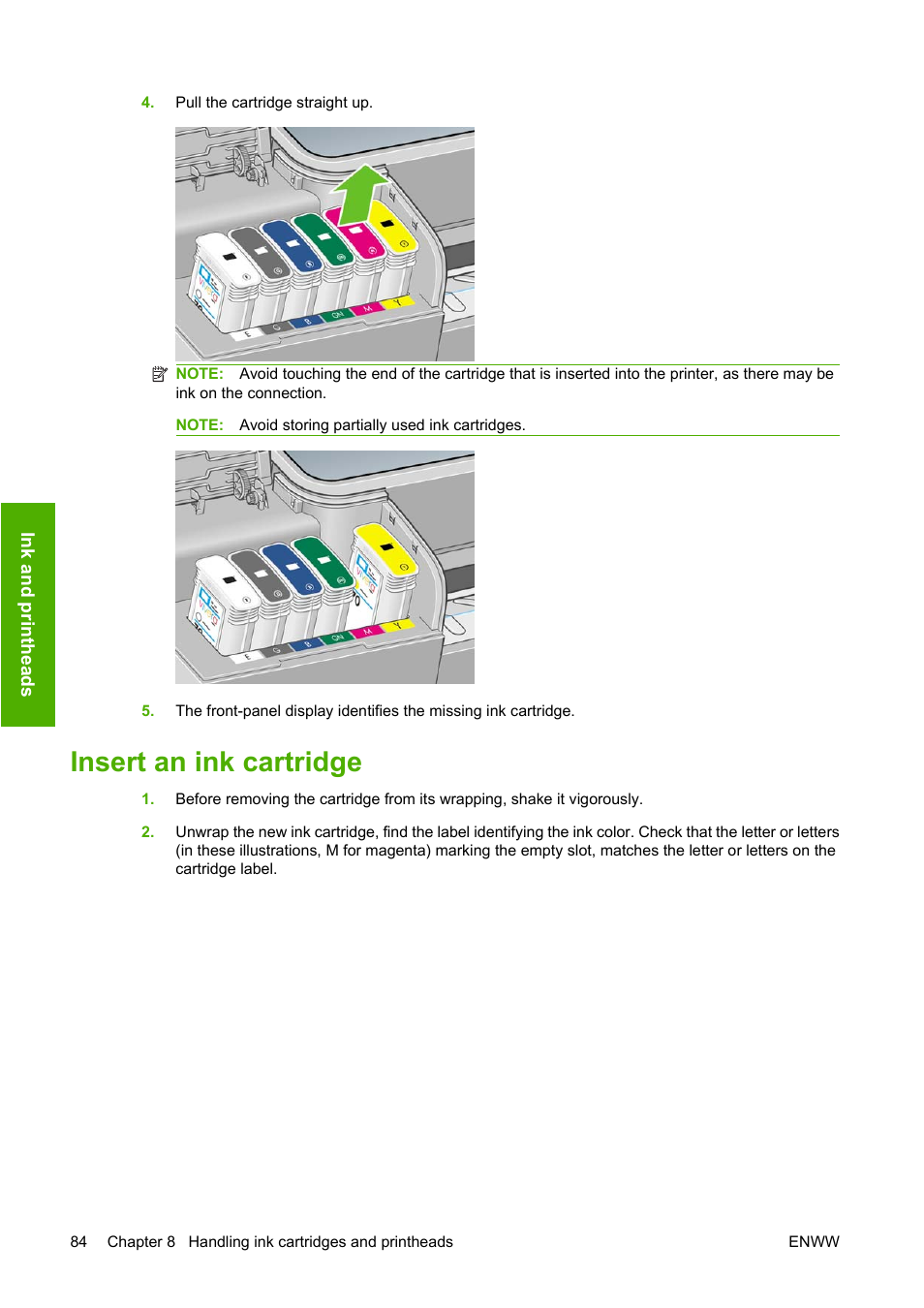 Insert an ink cartridge | HP Designjet Z3200 PostScript Photo Printer series User Manual | Page 94 / 174