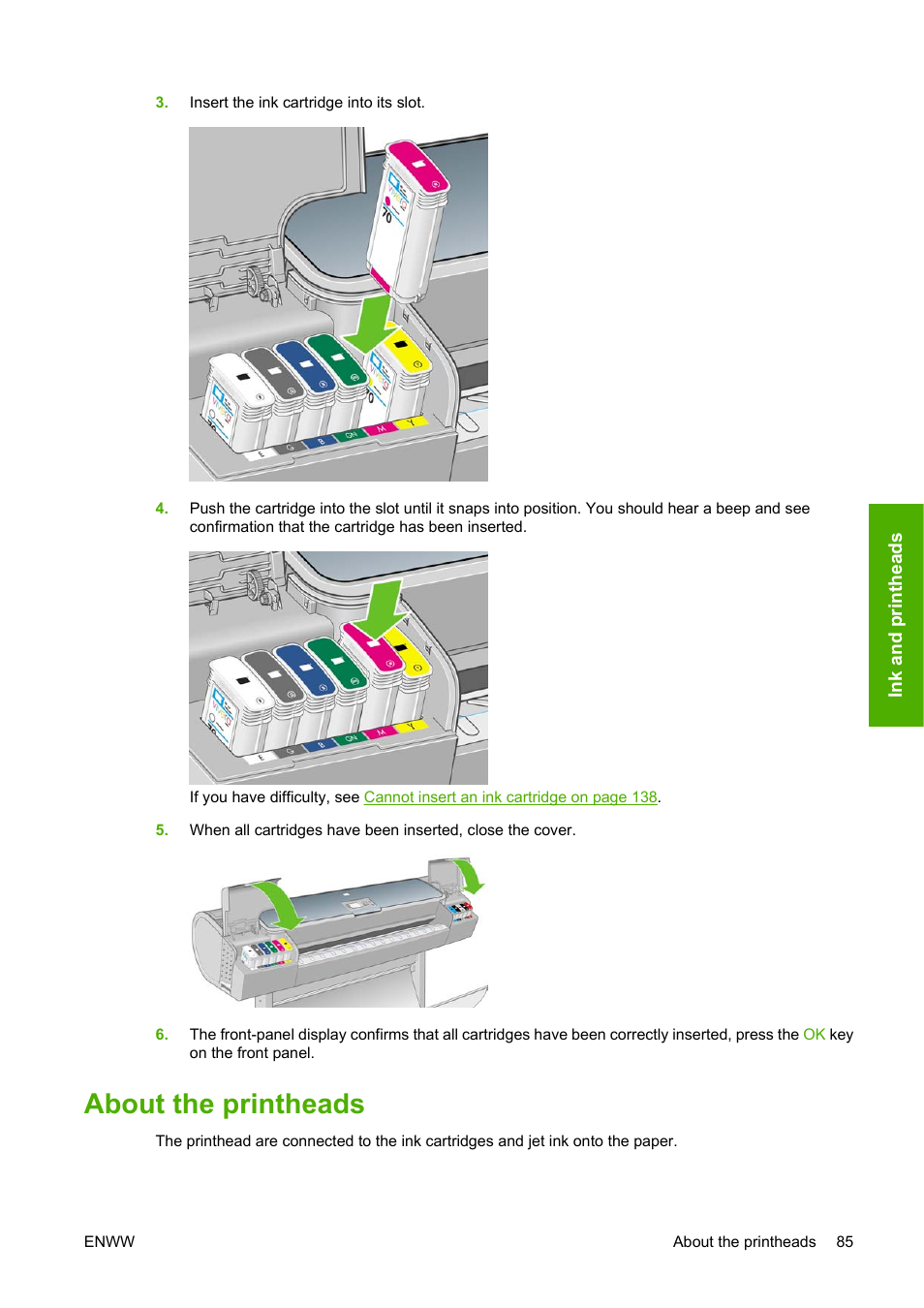 About the printheads | HP Designjet Z3200 PostScript Photo Printer series User Manual | Page 95 / 174