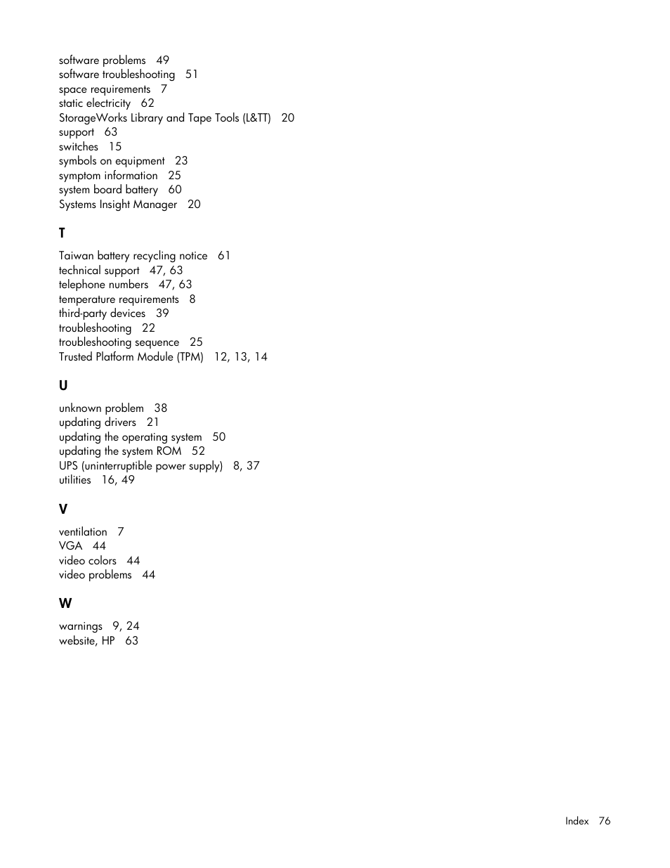 HP ProLiant SL165z G7 Server User Manual | Page 76 / 76