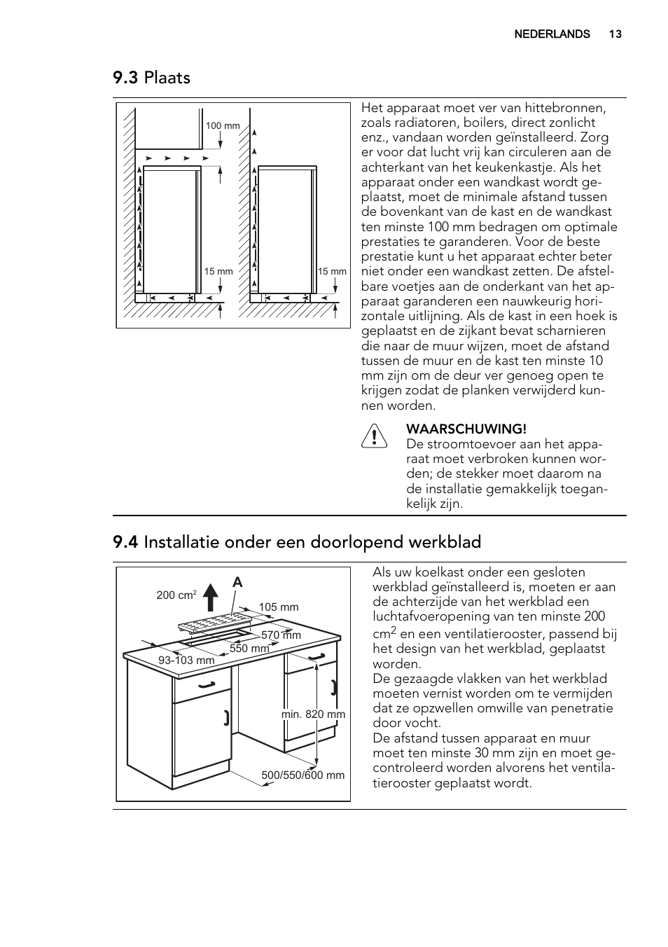 3 plaats, 4 installatie onder een doorlopend werkblad | AEG S71709TSW0 User Manual | Page 13 / 68