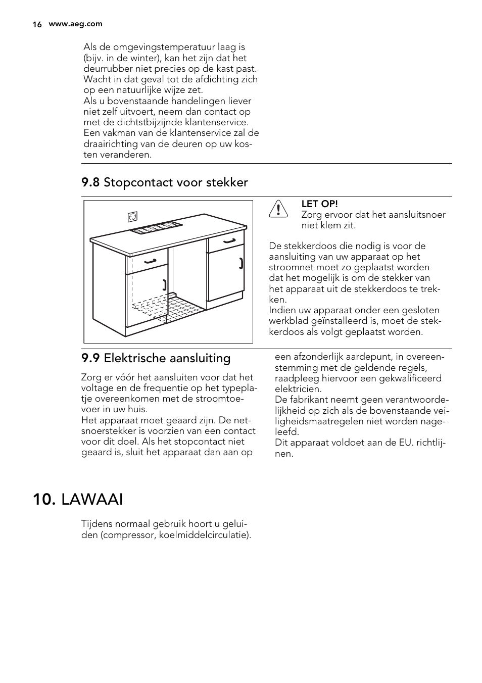 Lawaai | AEG S71709TSW0 User Manual | Page 16 / 68