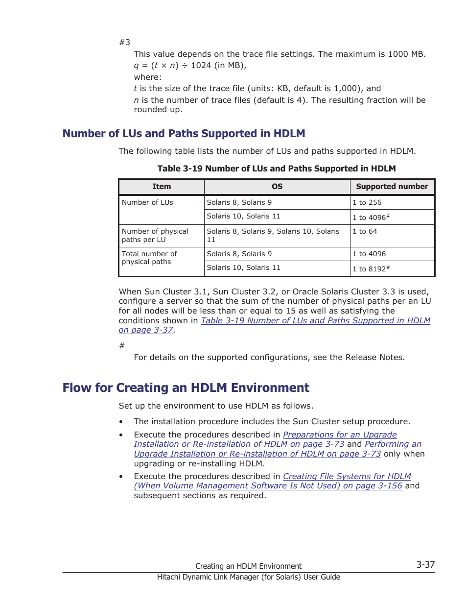 Number of lus and paths supported in hdlm, Flow for creating an hdlm environment, Number of lus and paths supported in hdlm -37 | Flow for creating an hdlm environment -37 | HP Hitachi Dynamic Link Manager Software Licenses User Manual | Page 103 / 646