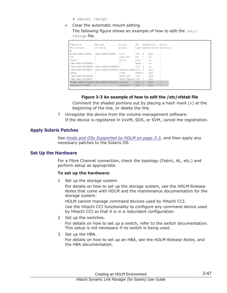 Apply solaris patches -47, Set up the hardware -47 | HP Hitachi Dynamic Link Manager Software Licenses User Manual | Page 113 / 646