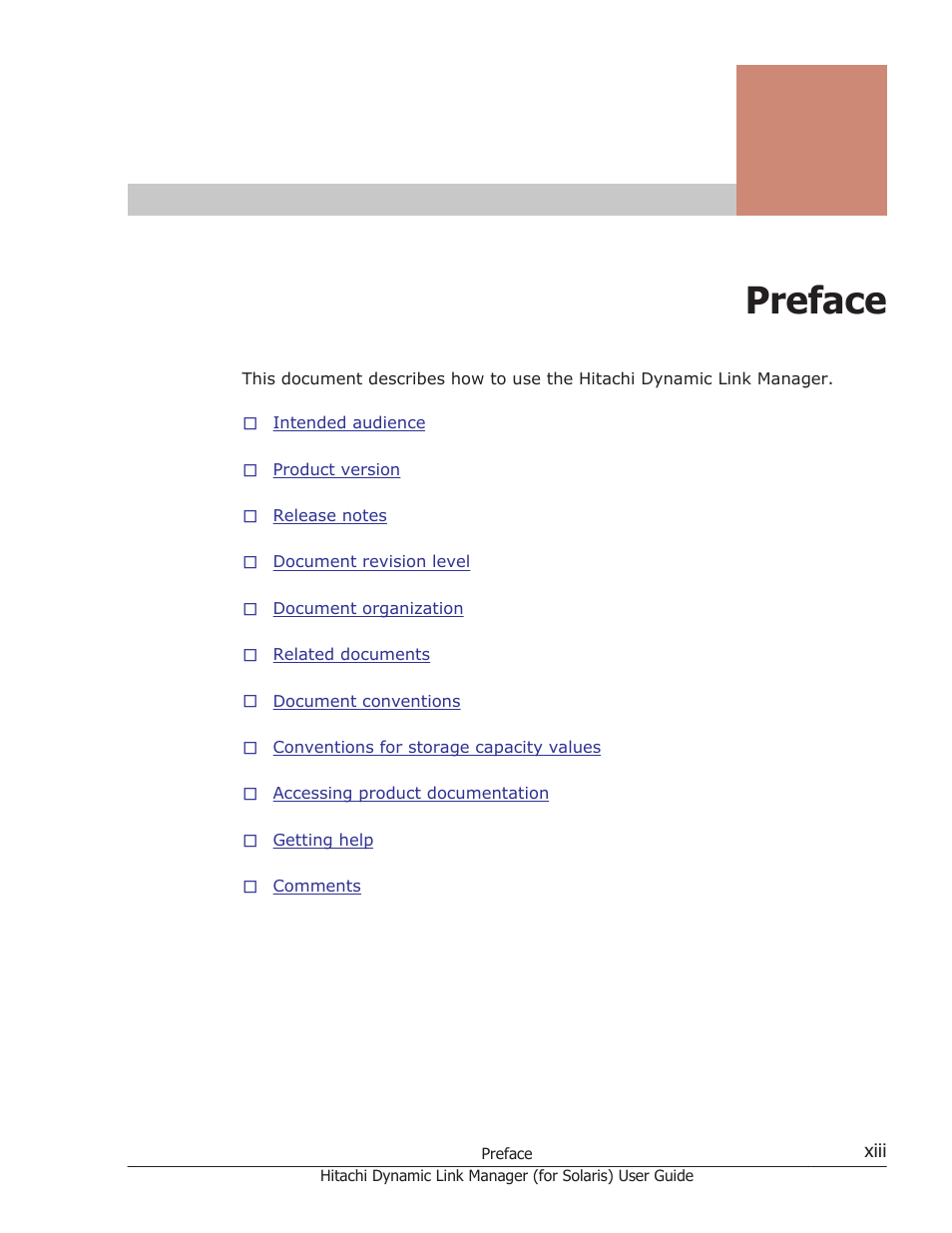 Preface | HP Hitachi Dynamic Link Manager Software Licenses User Manual | Page 13 / 646