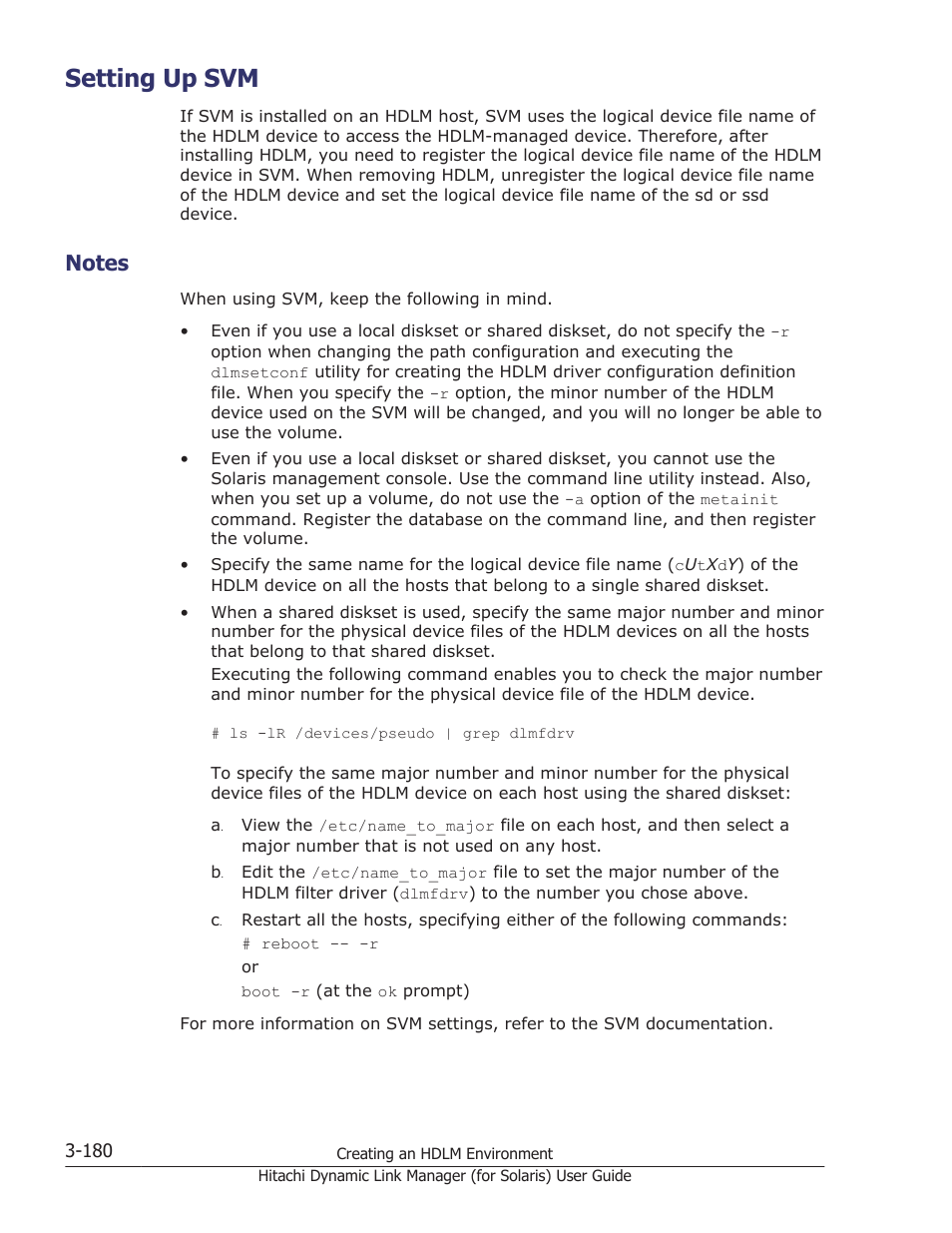 Setting up svm, Notes, Setting up svm -180 | Notes -180 | HP Hitachi Dynamic Link Manager Software Licenses User Manual | Page 246 / 646