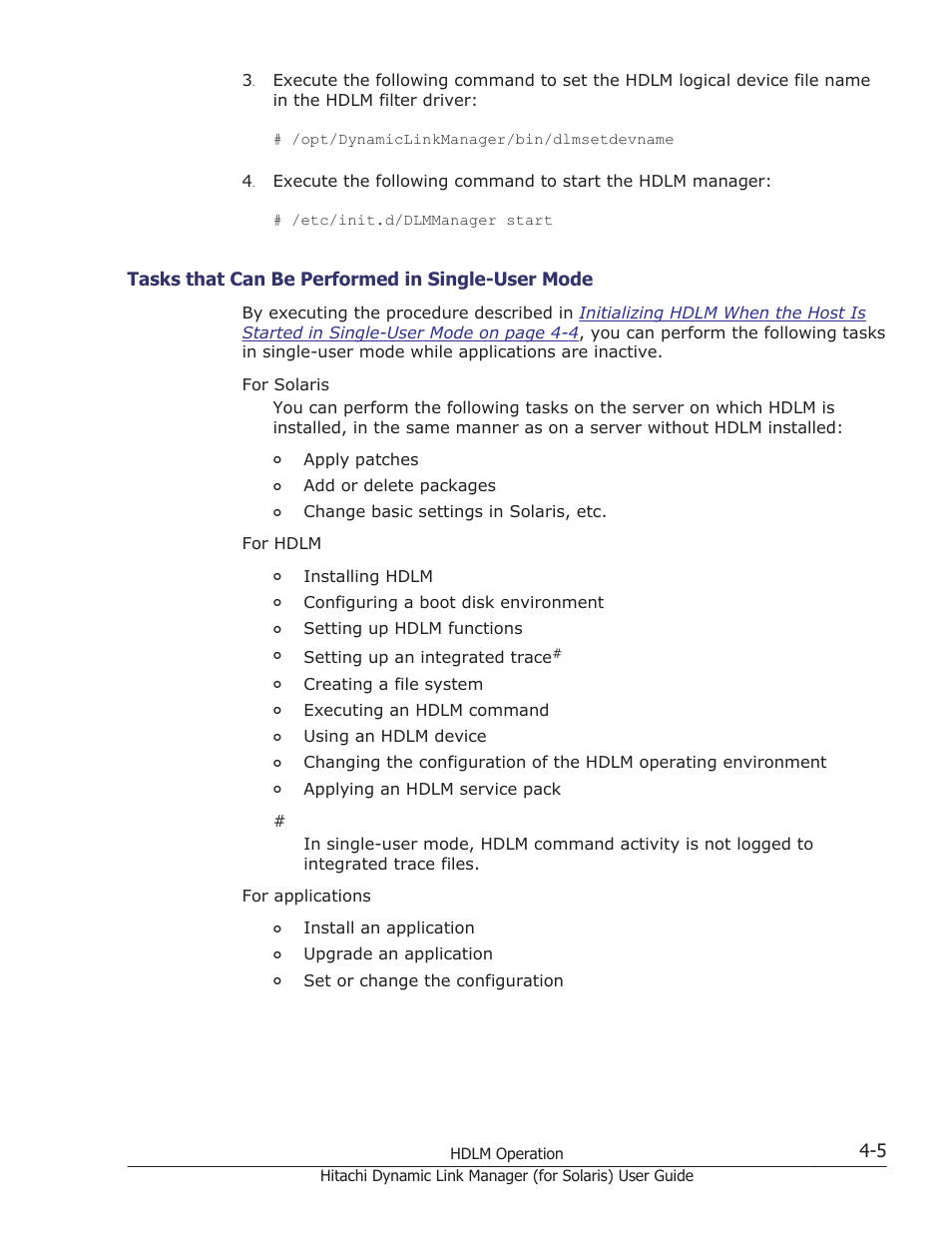 Tasks that can be performed in single-user mode -5, Tasks that can be performed in single-user mode | HP Hitachi Dynamic Link Manager Software Licenses User Manual | Page 273 / 646