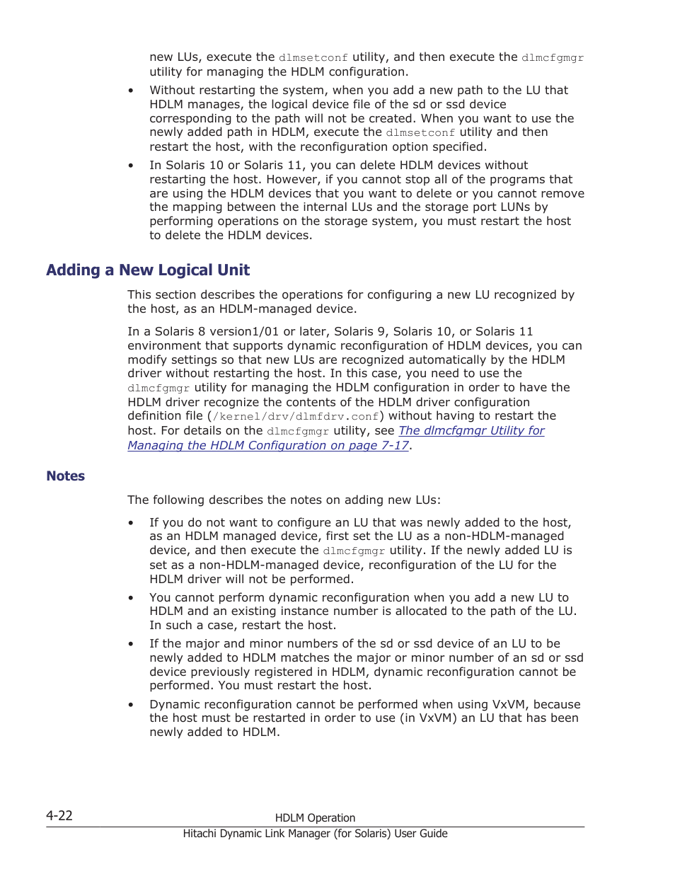 Adding a new logical unit, Adding a new logical unit -22, Notes -22 | HP Hitachi Dynamic Link Manager Software Licenses User Manual | Page 290 / 646