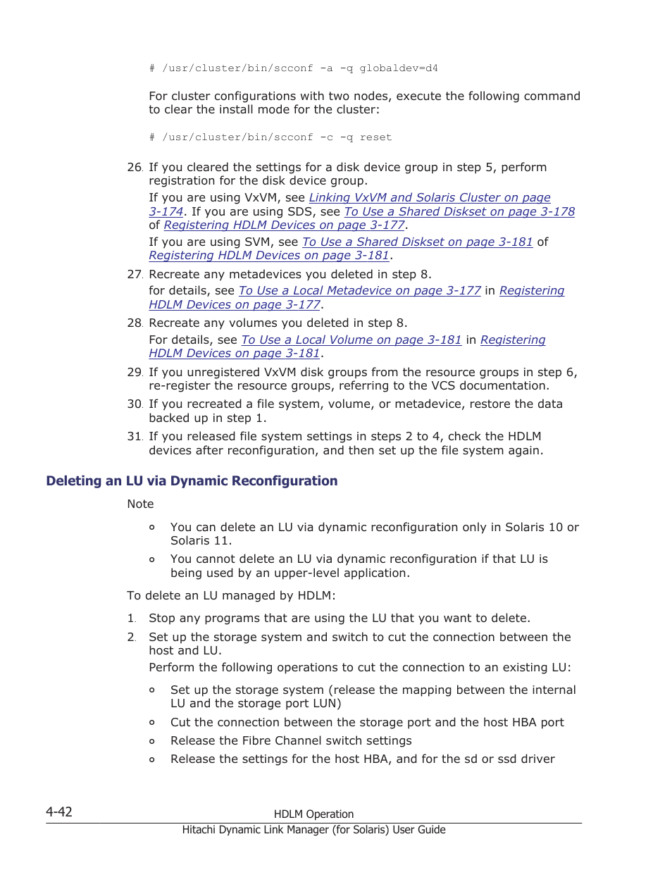 Deleting an lu via dynamic reconfiguration -42 | HP Hitachi Dynamic Link Manager Software Licenses User Manual | Page 310 / 646