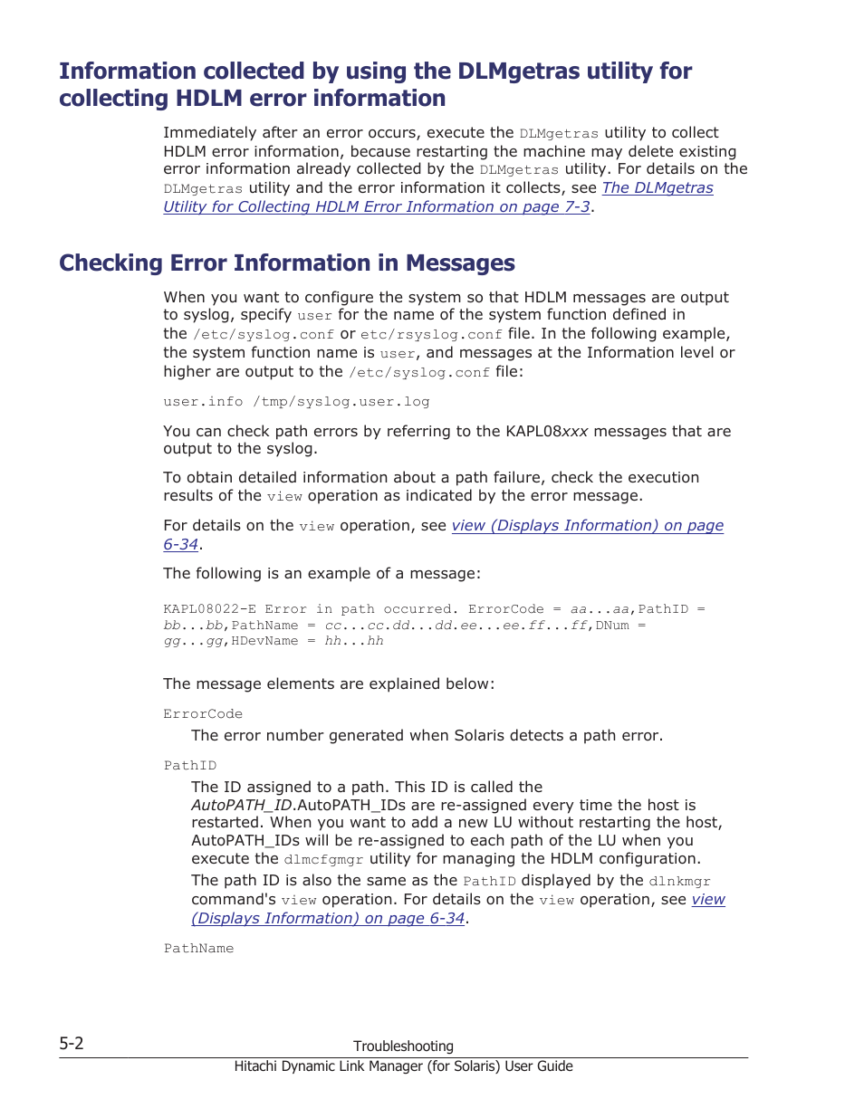 Checking error information in messages, Information -2, Checking error information in messages -2 | HP Hitachi Dynamic Link Manager Software Licenses User Manual | Page 340 / 646