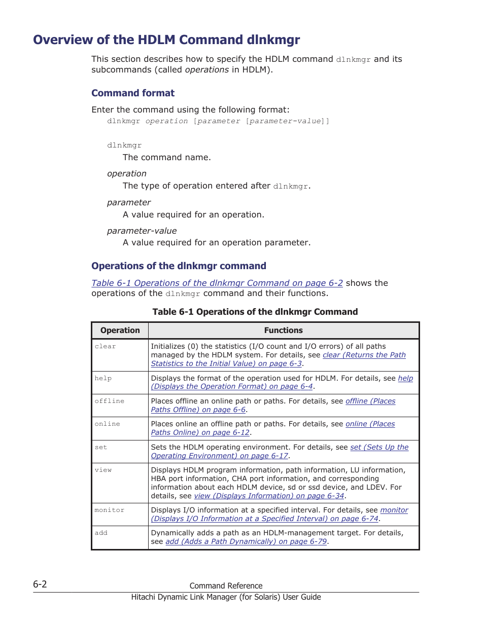 Overview of the hdlm command dlnkmgr, Overview of the hdlm command dlnkmgr -2 | HP Hitachi Dynamic Link Manager Software Licenses User Manual | Page 350 / 646