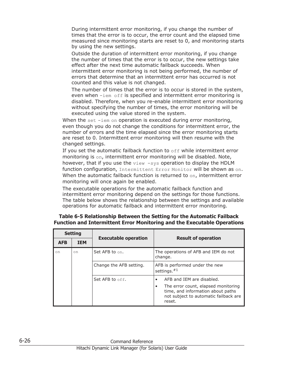 Intermittent error monitoring, see, Table 6-5 relationship between the | HP Hitachi Dynamic Link Manager Software Licenses User Manual | Page 374 / 646