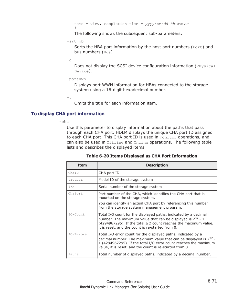 To display cha port information -71 | HP Hitachi Dynamic Link Manager Software Licenses User Manual | Page 419 / 646
