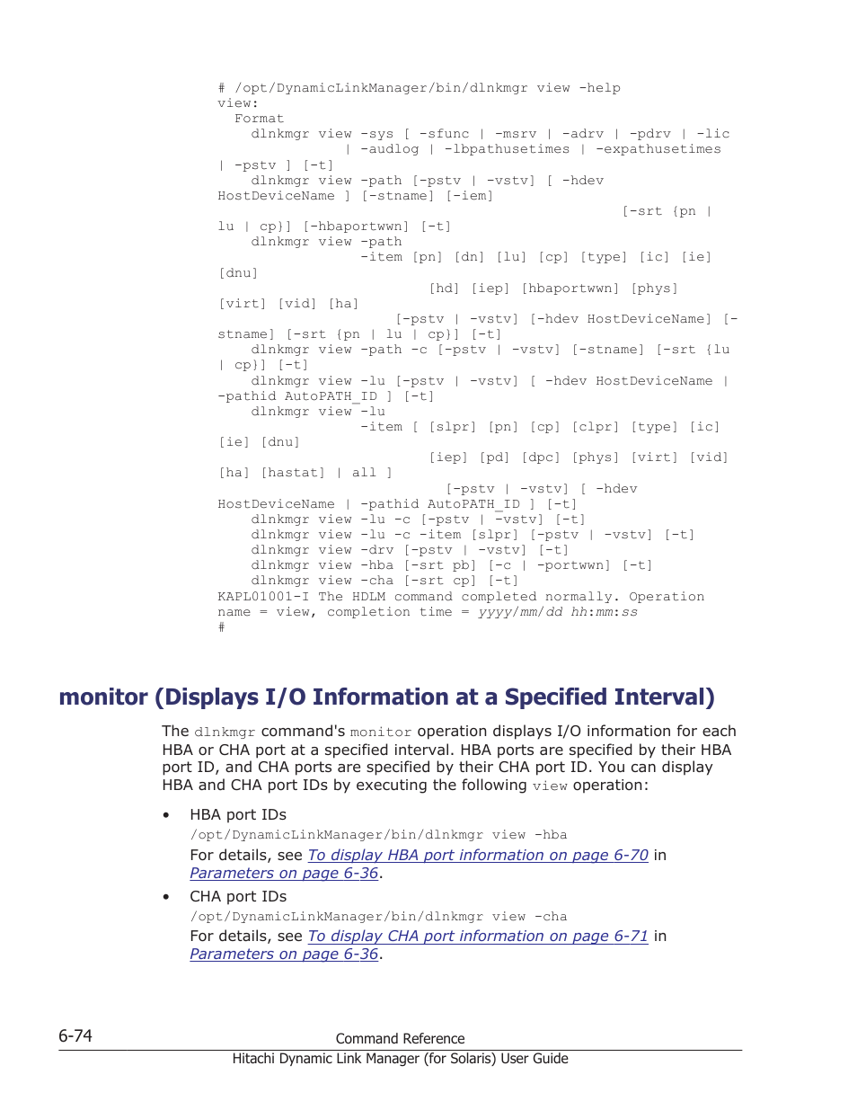 Monitor | HP Hitachi Dynamic Link Manager Software Licenses User Manual | Page 422 / 646