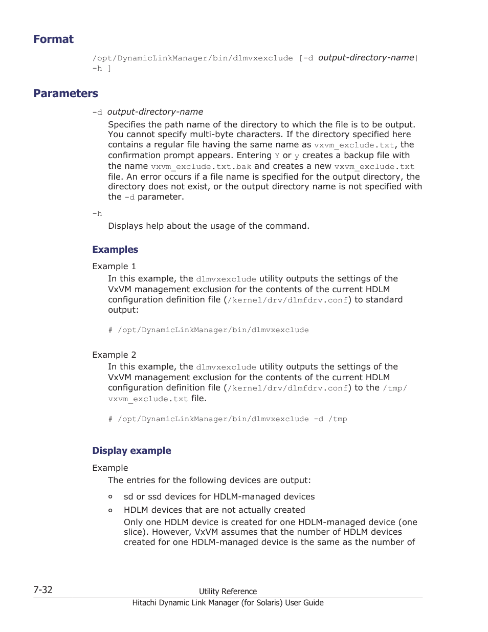 Format, Parameters, Format -32 | Parameters -32 | HP Hitachi Dynamic Link Manager Software Licenses User Manual | Page 462 / 646