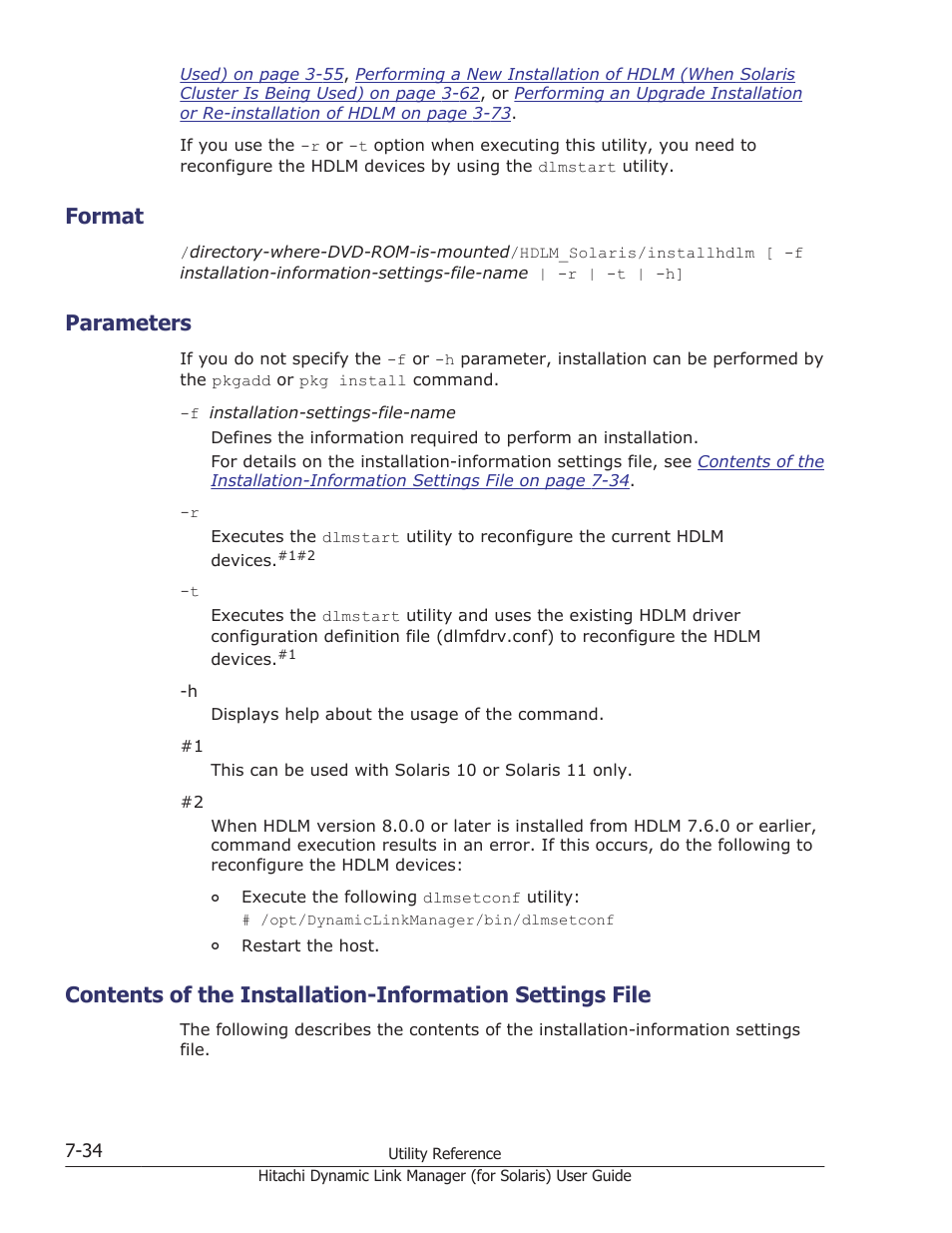 Format, Parameters, Format -34 | Parameters -34 | HP Hitachi Dynamic Link Manager Software Licenses User Manual | Page 464 / 646