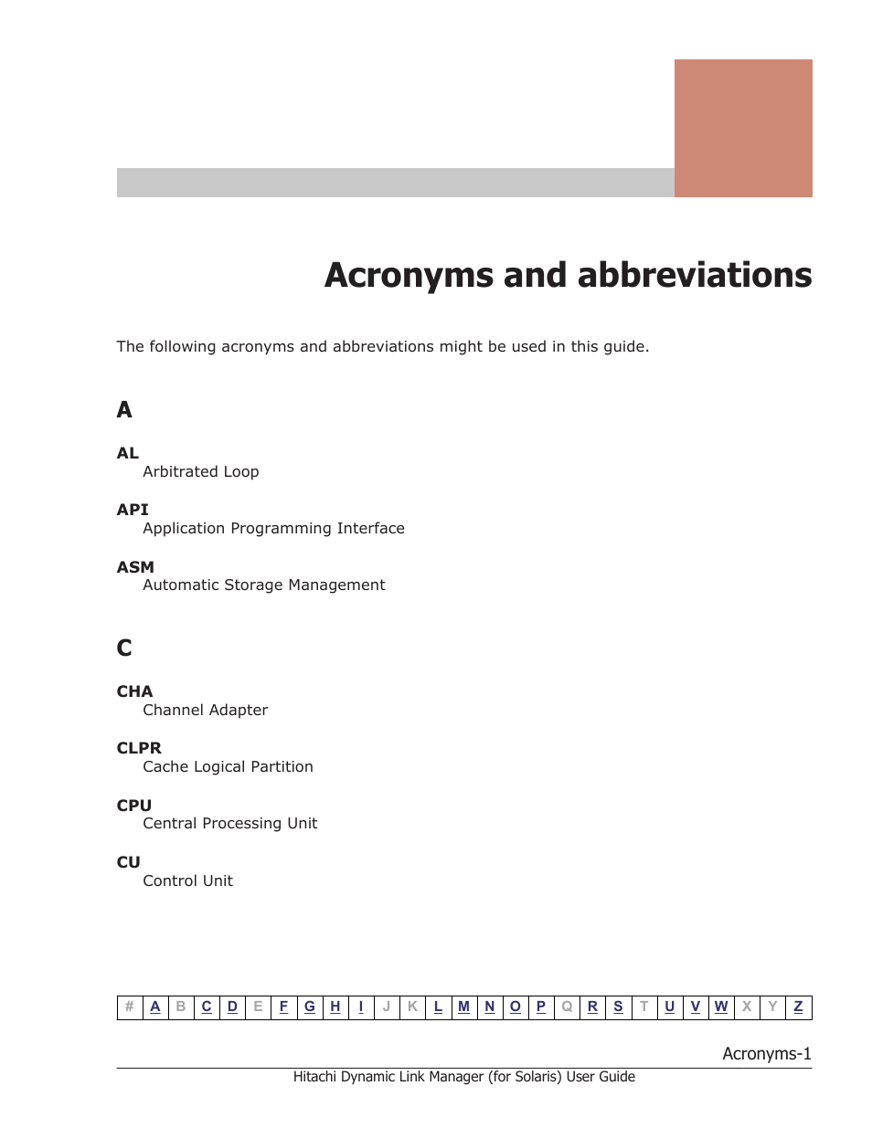 Acronyms and abbreviations | HP Hitachi Dynamic Link Manager Software Licenses User Manual | Page 625 / 646