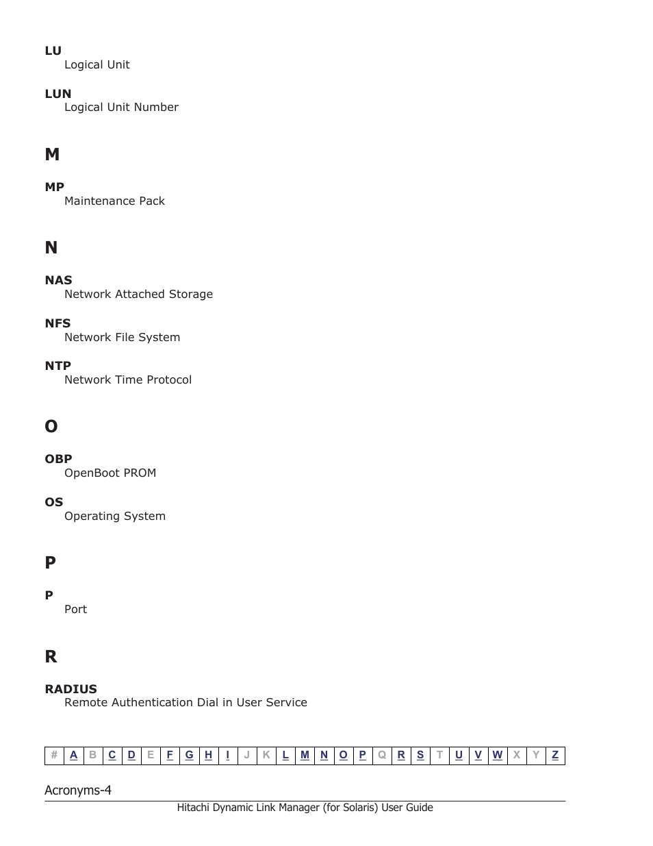 M n o p | HP Hitachi Dynamic Link Manager Software Licenses User Manual | Page 628 / 646