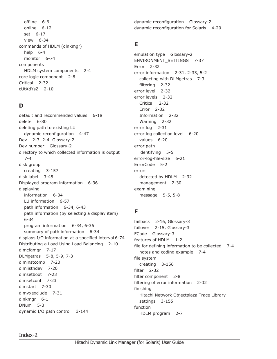 Index-2 | HP Hitachi Dynamic Link Manager Software Licenses User Manual | Page 640 / 646