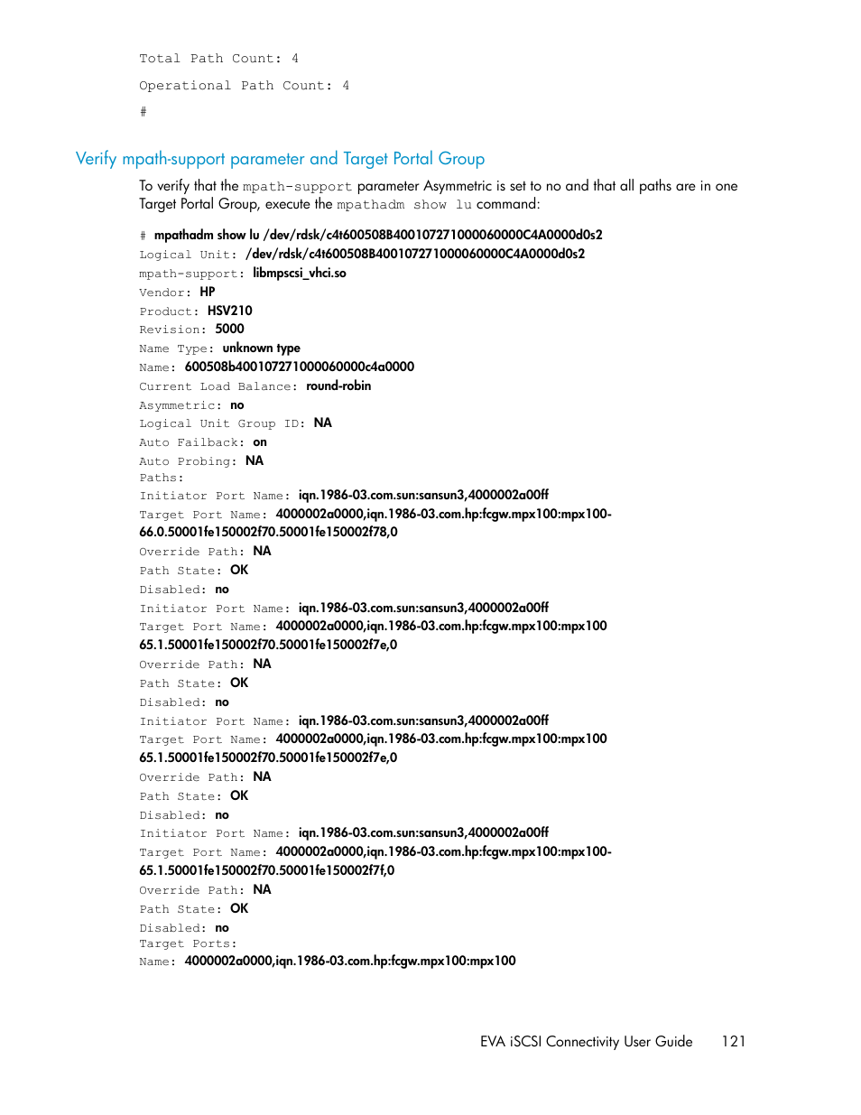 HP 3000 Enterprise Virtual Array User Manual | Page 121 / 236