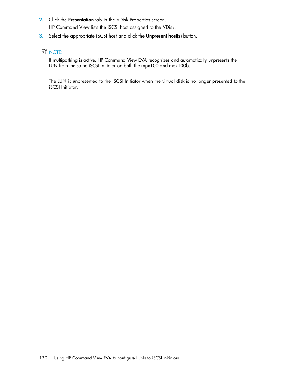 HP 3000 Enterprise Virtual Array User Manual | Page 130 / 236