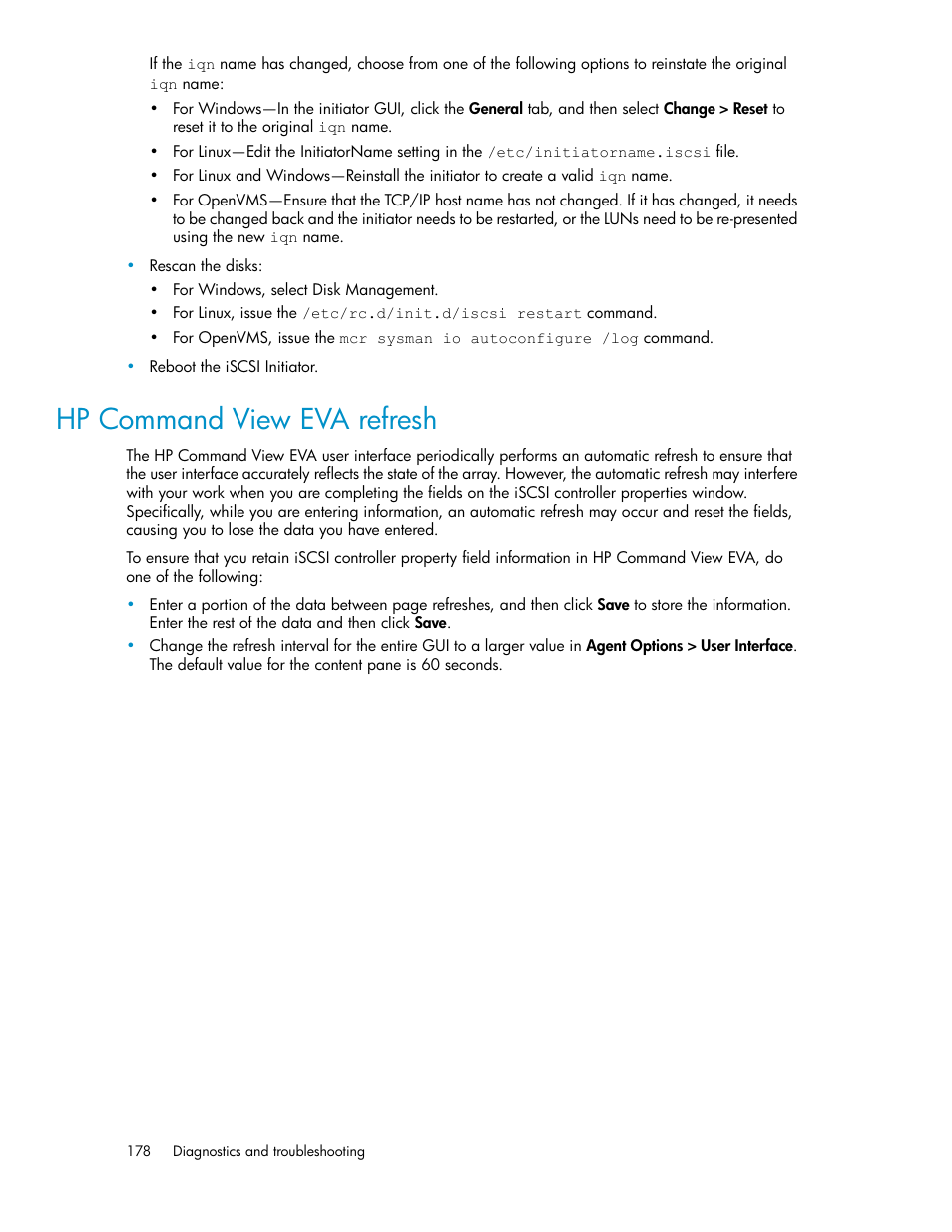 Hp command view eva refresh | HP 3000 Enterprise Virtual Array User Manual | Page 178 / 236