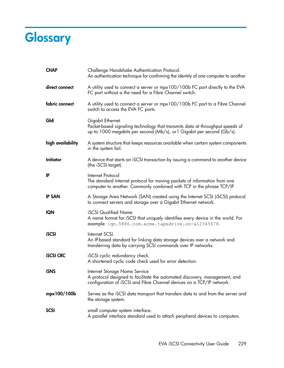 Glossary | HP 3000 Enterprise Virtual Array User Manual | Page 229 / 236