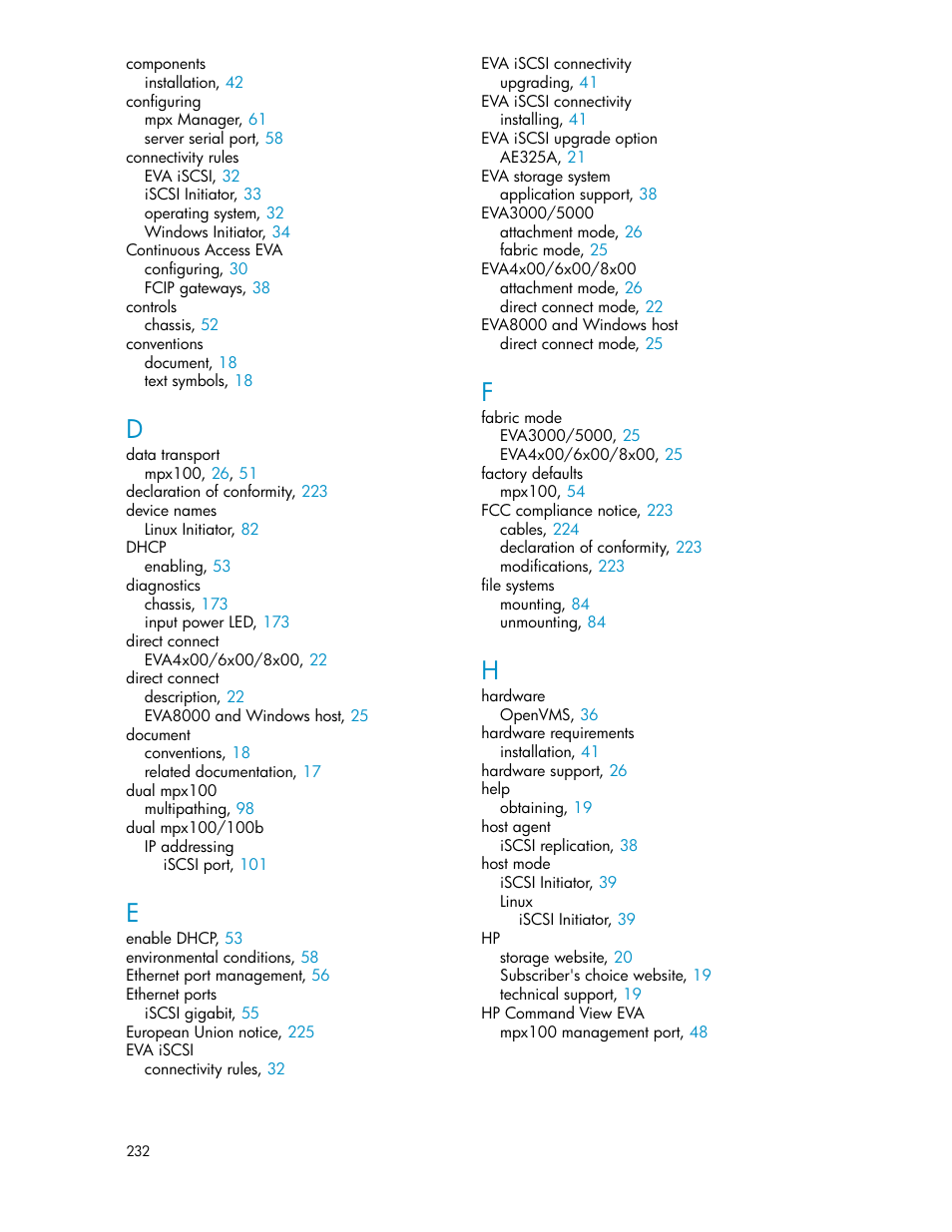 HP 3000 Enterprise Virtual Array User Manual | Page 232 / 236