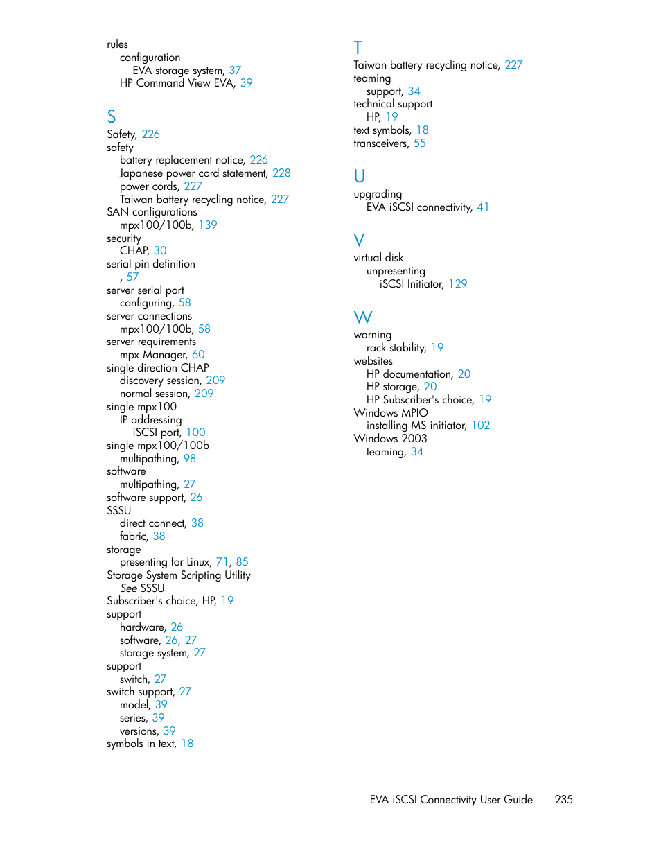 HP 3000 Enterprise Virtual Array User Manual | Page 235 / 236