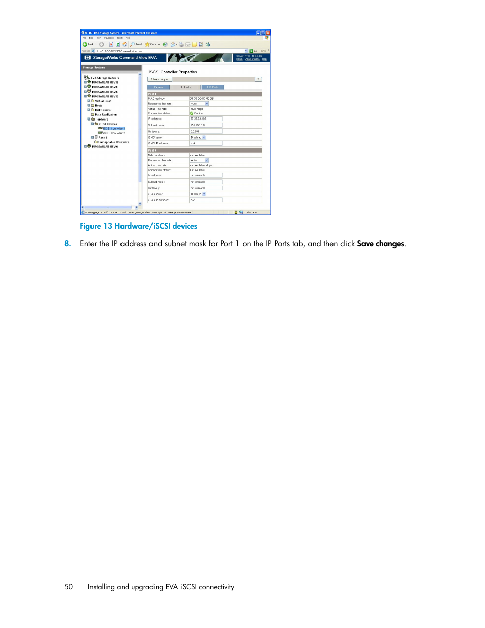 Hardware/iscsi devices | HP 3000 Enterprise Virtual Array User Manual | Page 50 / 236