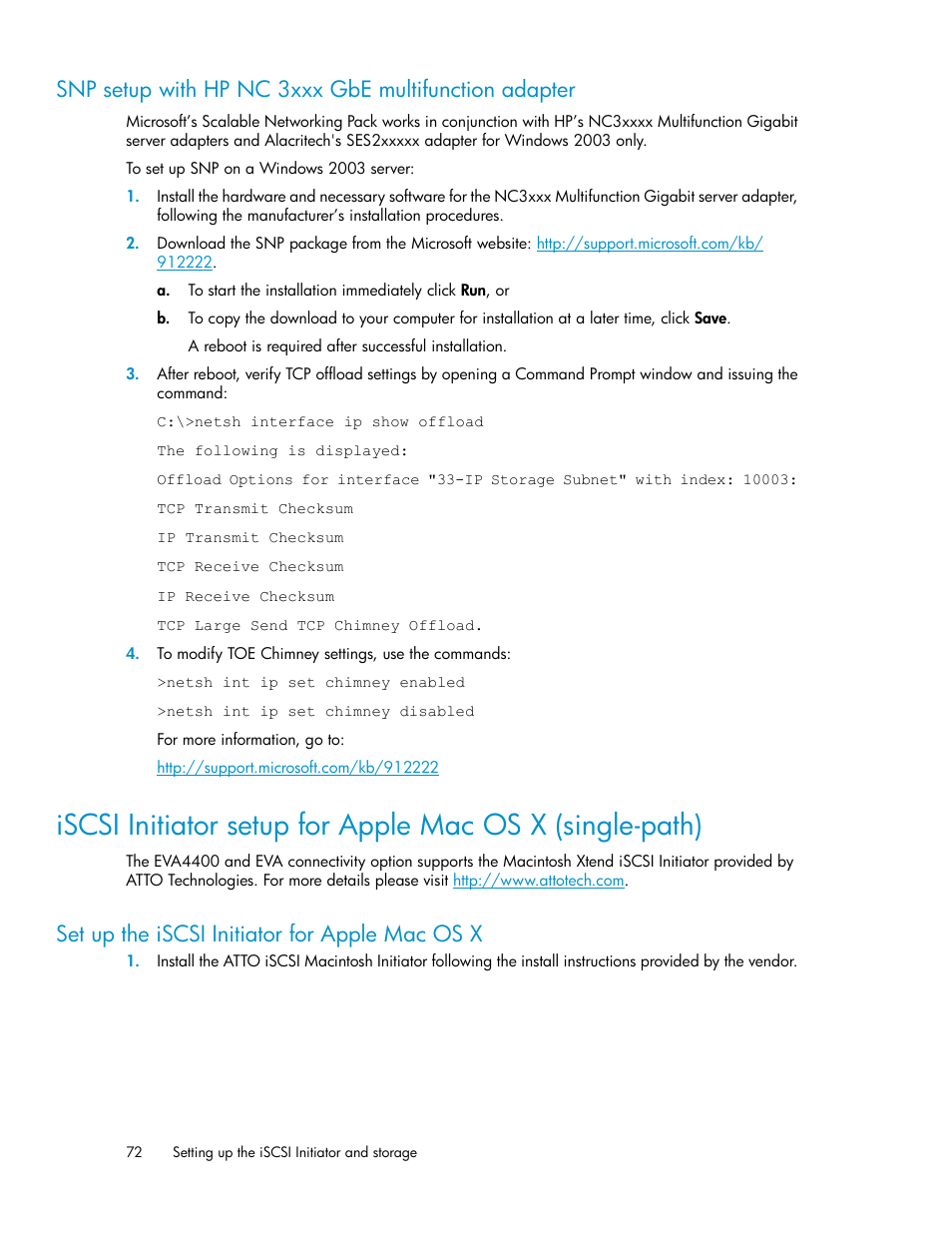 Set up the iscsi initiator for apple mac os x | HP 3000 Enterprise Virtual Array User Manual | Page 72 / 236