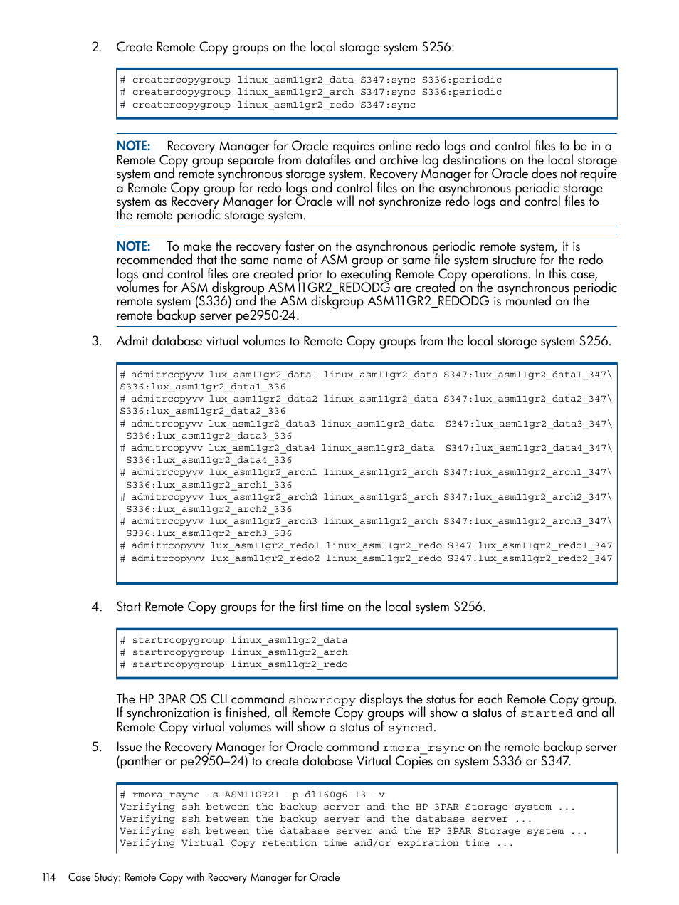 HP 3PAR Application Software Suite for Oracle Licenses User Manual | Page 114 / 199