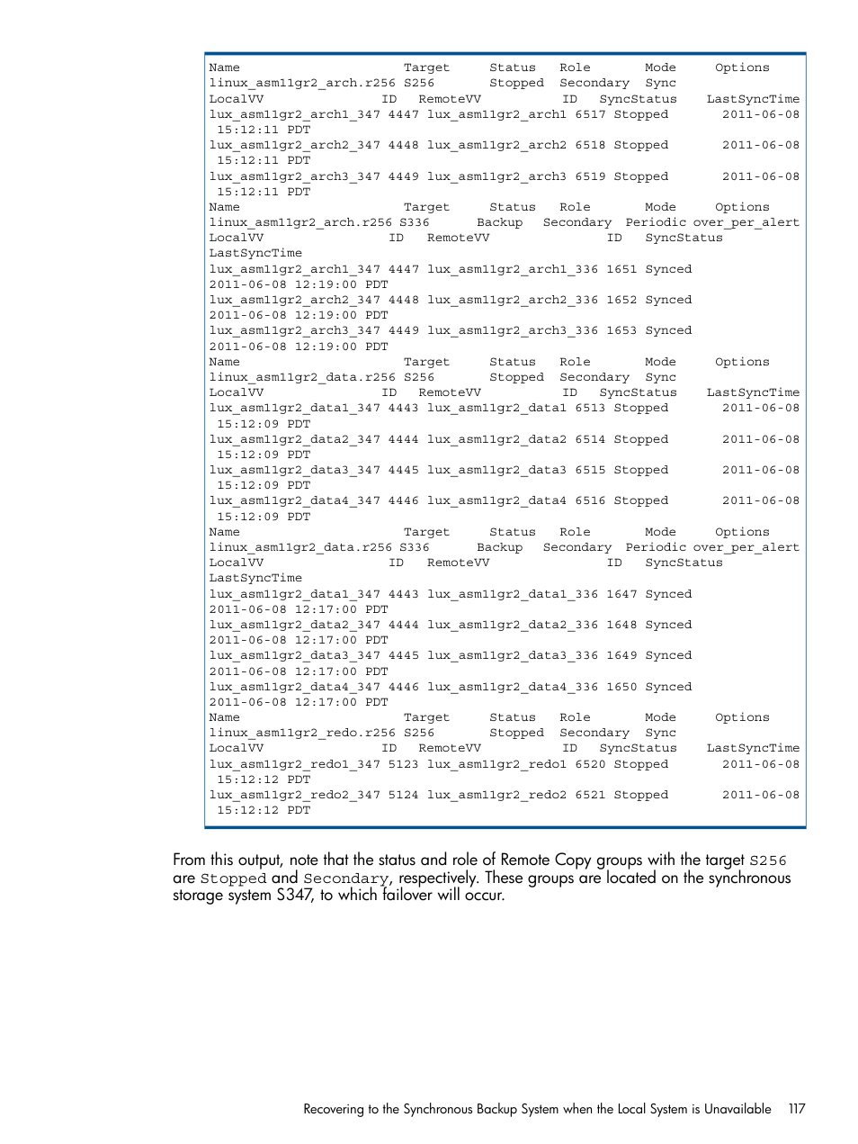 HP 3PAR Application Software Suite for Oracle Licenses User Manual | Page 117 / 199