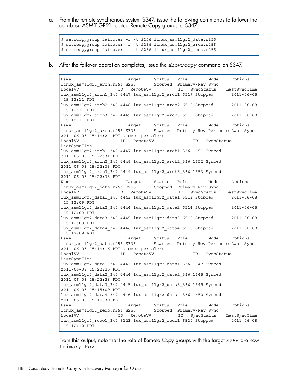 HP 3PAR Application Software Suite for Oracle Licenses User Manual | Page 118 / 199