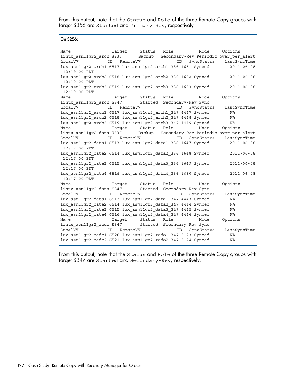 HP 3PAR Application Software Suite for Oracle Licenses User Manual | Page 122 / 199