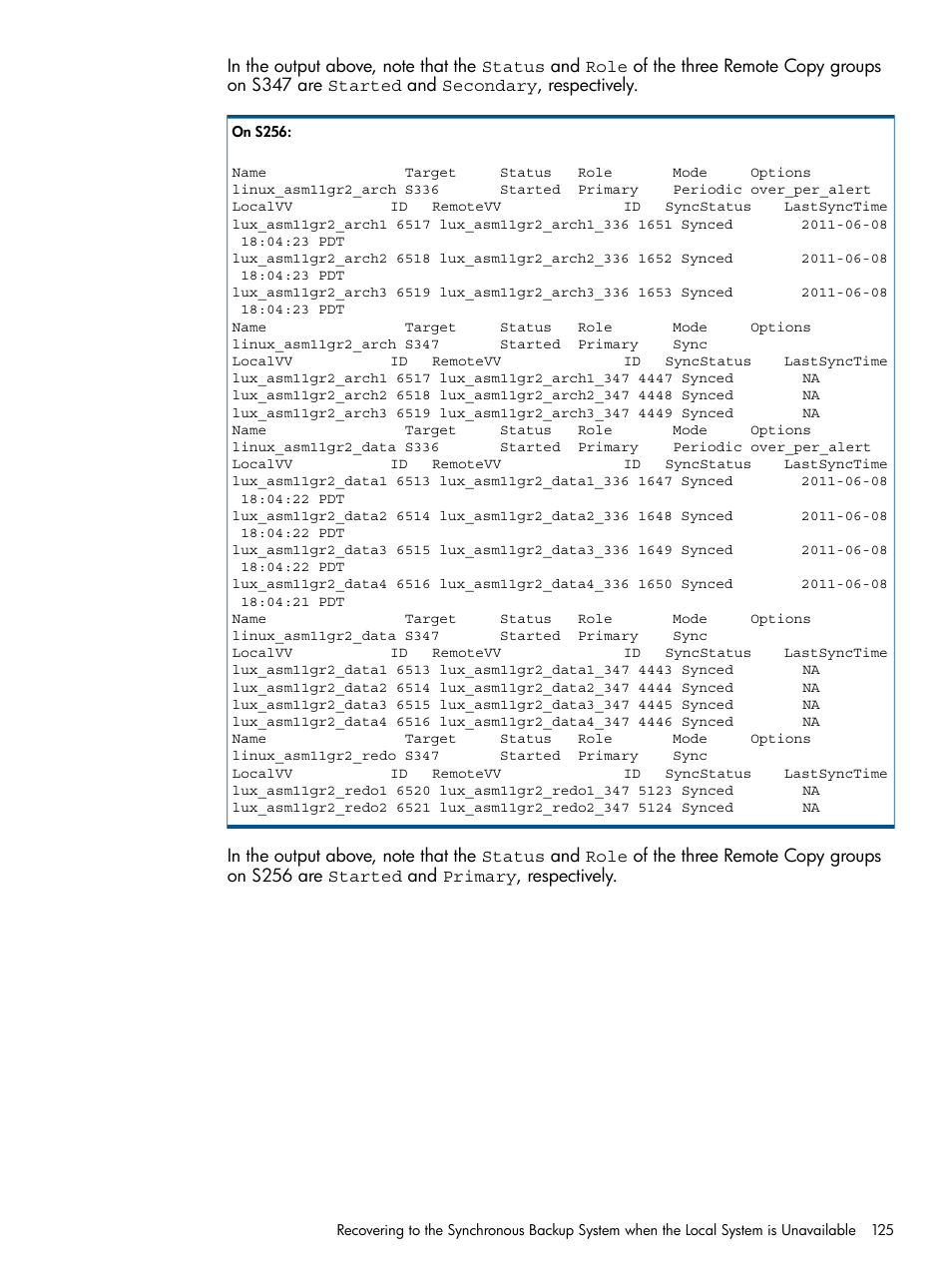 HP 3PAR Application Software Suite for Oracle Licenses User Manual | Page 125 / 199