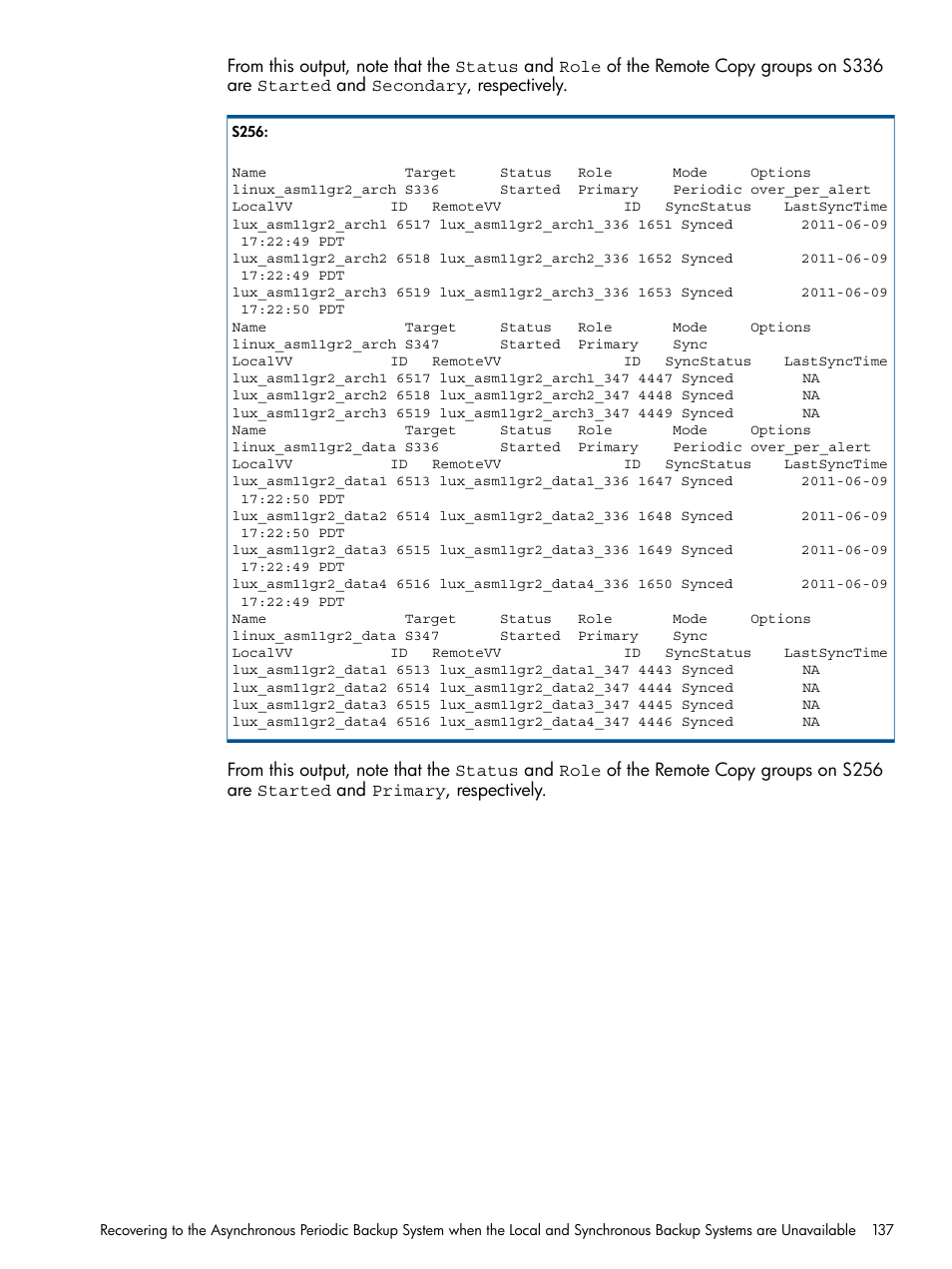 HP 3PAR Application Software Suite for Oracle Licenses User Manual | Page 137 / 199