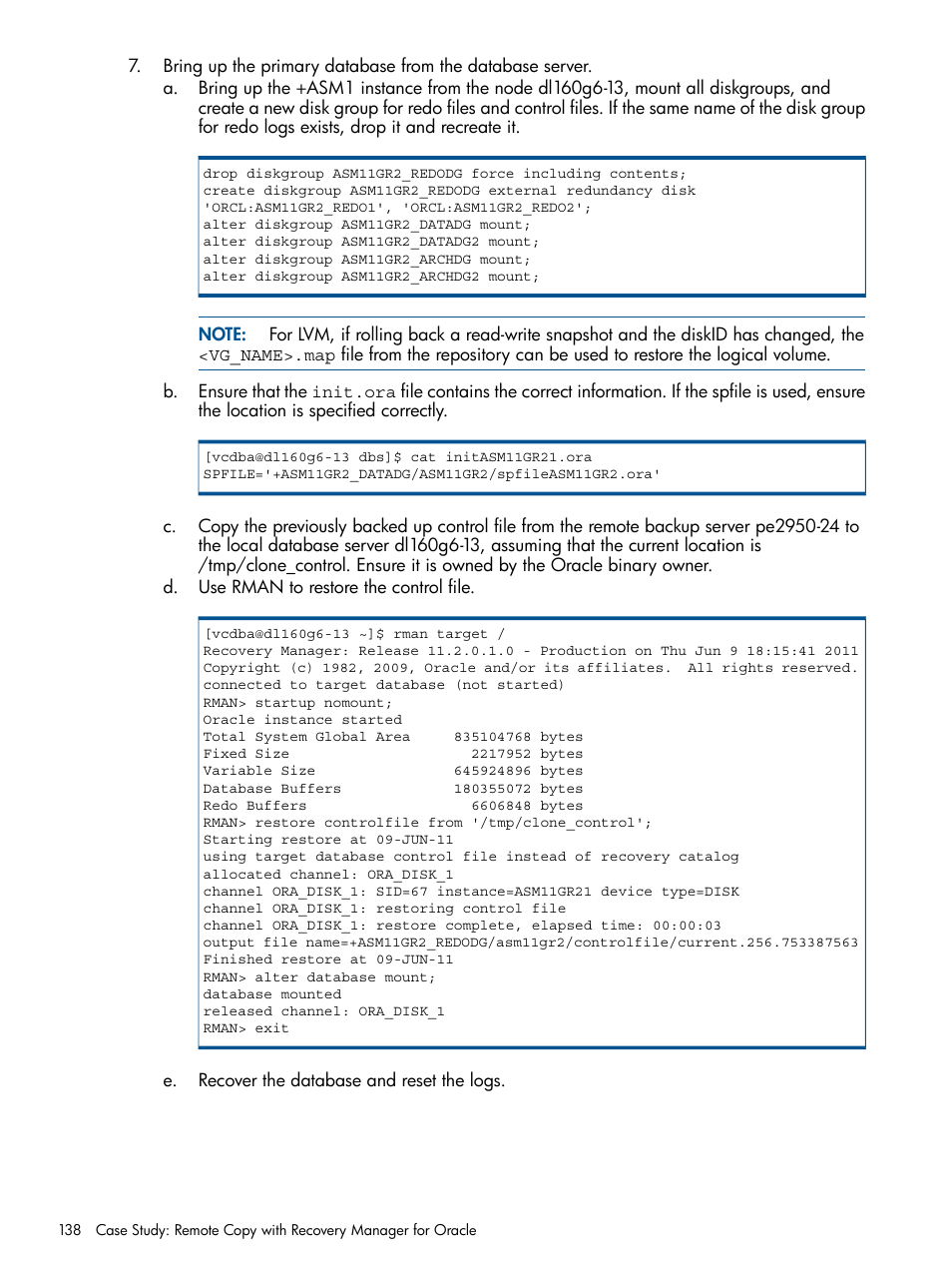 HP 3PAR Application Software Suite for Oracle Licenses User Manual | Page 138 / 199