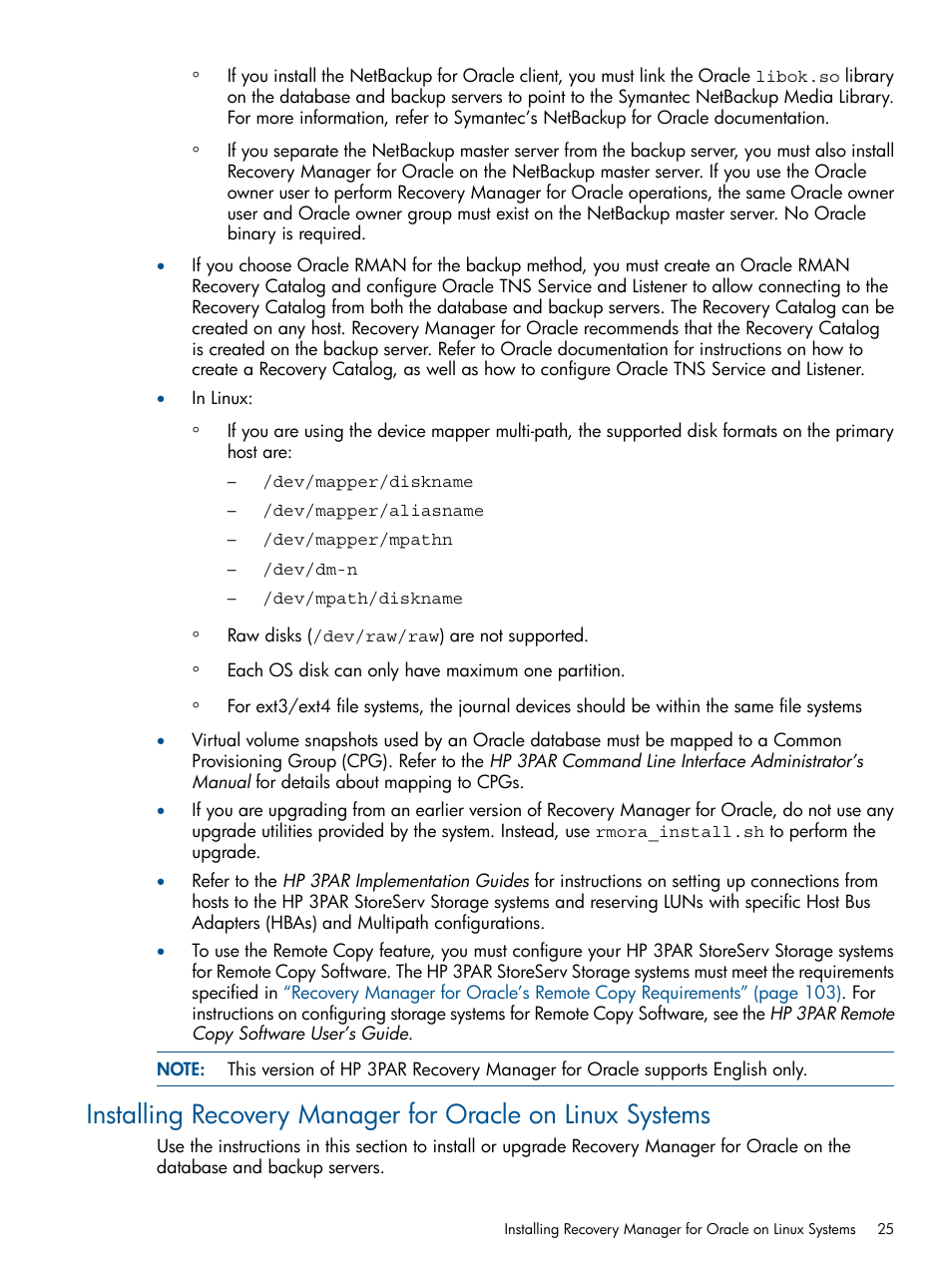 HP 3PAR Application Software Suite for Oracle Licenses User Manual | Page 25 / 199