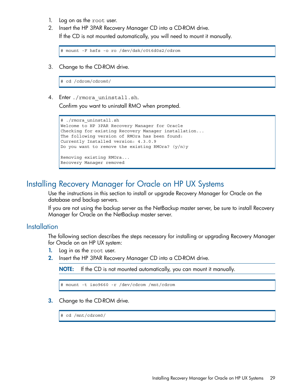 Installation | HP 3PAR Application Software Suite for Oracle Licenses User Manual | Page 29 / 199