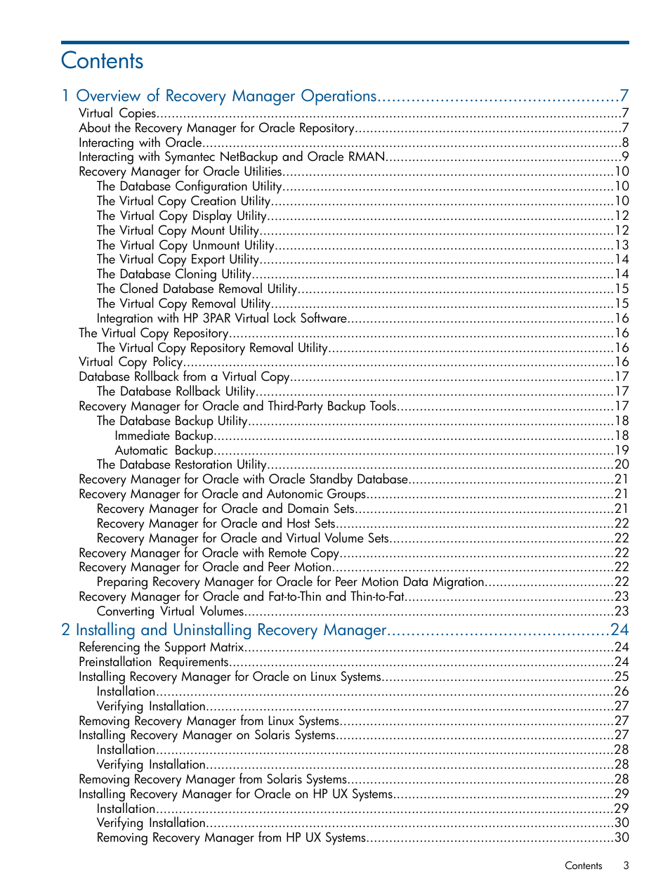 HP 3PAR Application Software Suite for Oracle Licenses User Manual | Page 3 / 199
