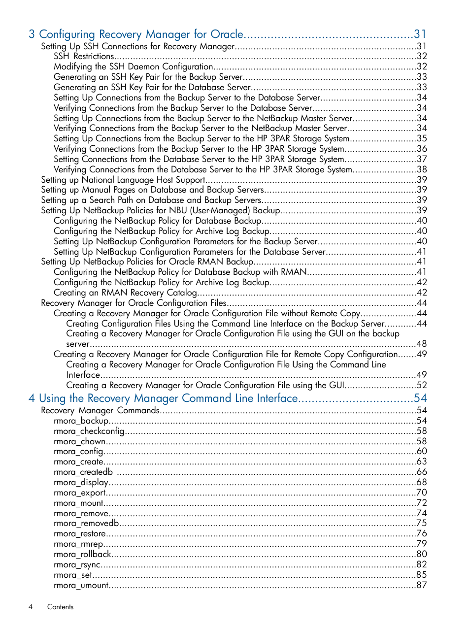 3 configuring recovery manager for oracle | HP 3PAR Application Software Suite for Oracle Licenses User Manual | Page 4 / 199